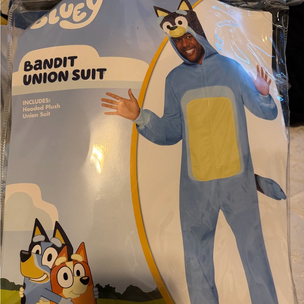 Blue Hooded Plush Union Suit